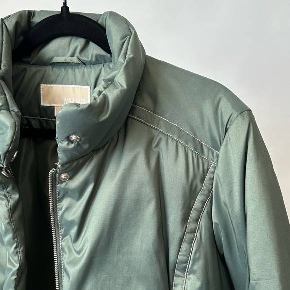 MICHAEL KORS Green Waterfowl Down Quilted Puffer Jacket Winter Coat Size- Large - Picture 10 of 11